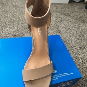Nude suede heels